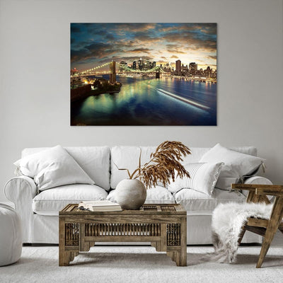 Bilder auf Leinwand 100x70cm Leinwandbild Amerika Architektur New York Gross Wanddeko Bild Schlafzim