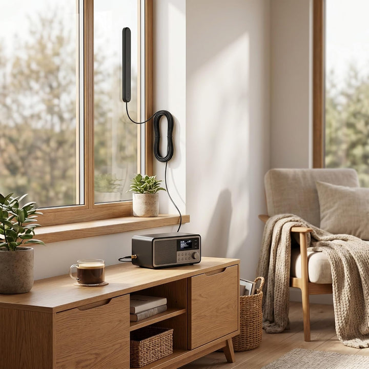 Greensen FM-Antenne, DAB-Antenne Digitale Radioantenne 5M SMA 20dB Signalempfang Klebemontage für FM