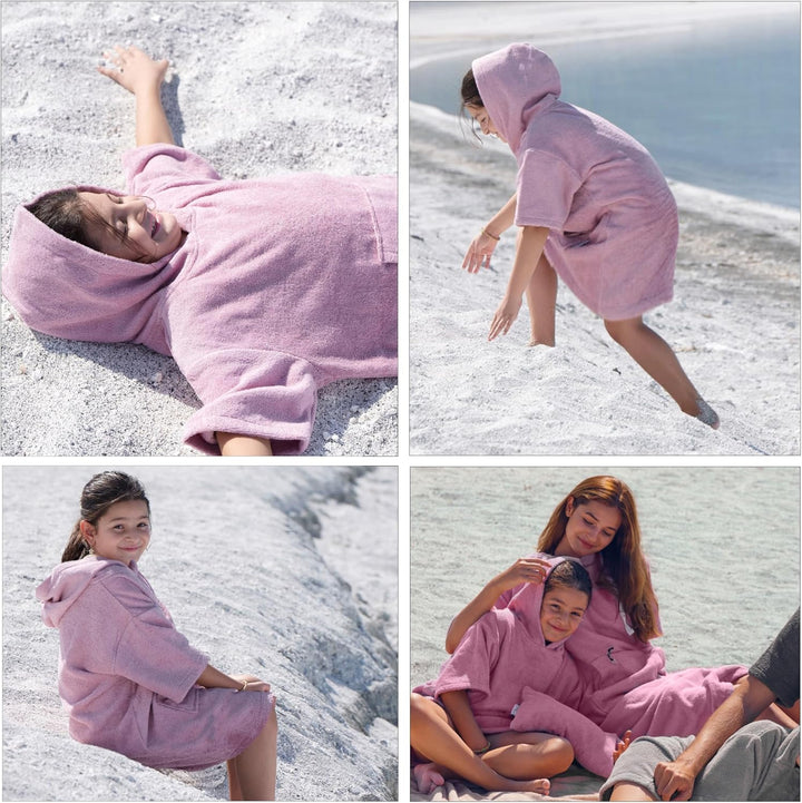 CalmyBEACH Frottee Badeponcho Mädchen Jungen - Kinder Surf Poncho 100% Baumwolle Strandponcho Handtu