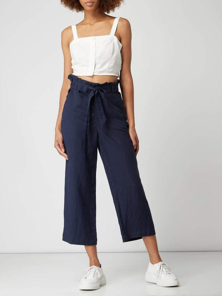 Superdry Damen Eden Linen Trouser Hose 32 Dunkelblau, 32 Dunkelblau