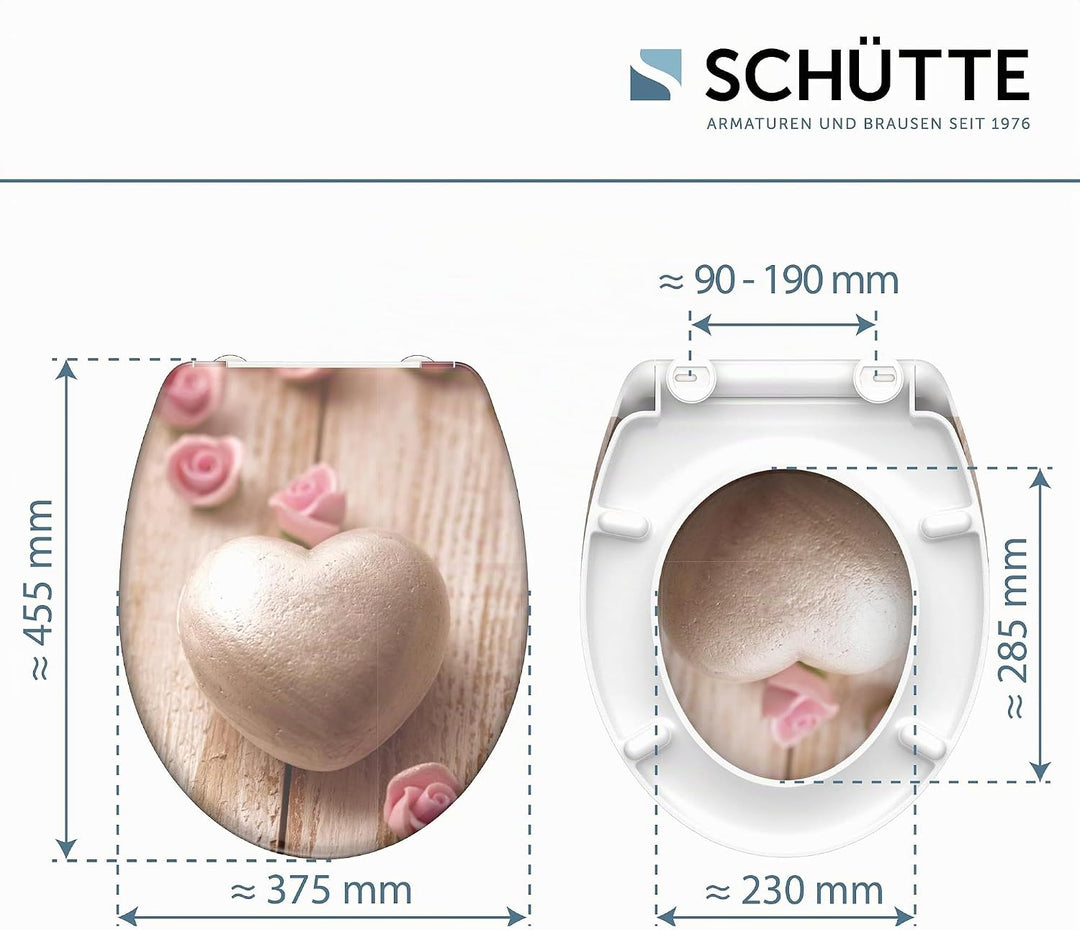 SCHÜTTE WC-Sitz Duroplast ROMANTIC, Toilettensitz mit Absenkautomatik und Schnellverschluss für die
