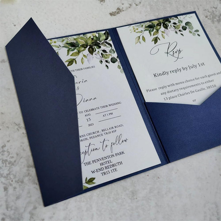 MillaSaw Einladungskarten blau 5 x 7 cm mit Umschlag für Hochzeit Brautdusche Geburtstag Dankeskarte