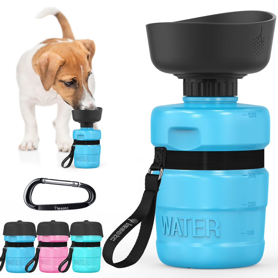 lesotc 520ml Hundetrinkflasche für unterwegs, Faltbare Hund Auslaufsicher Wasserflasche, Hunde Wasse