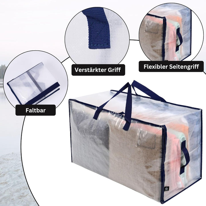 VENO 102 Liter Grosse Aufbewahrungstasche mit Deckel, Strapazierfähige Griffe und Reissverschlüssen
