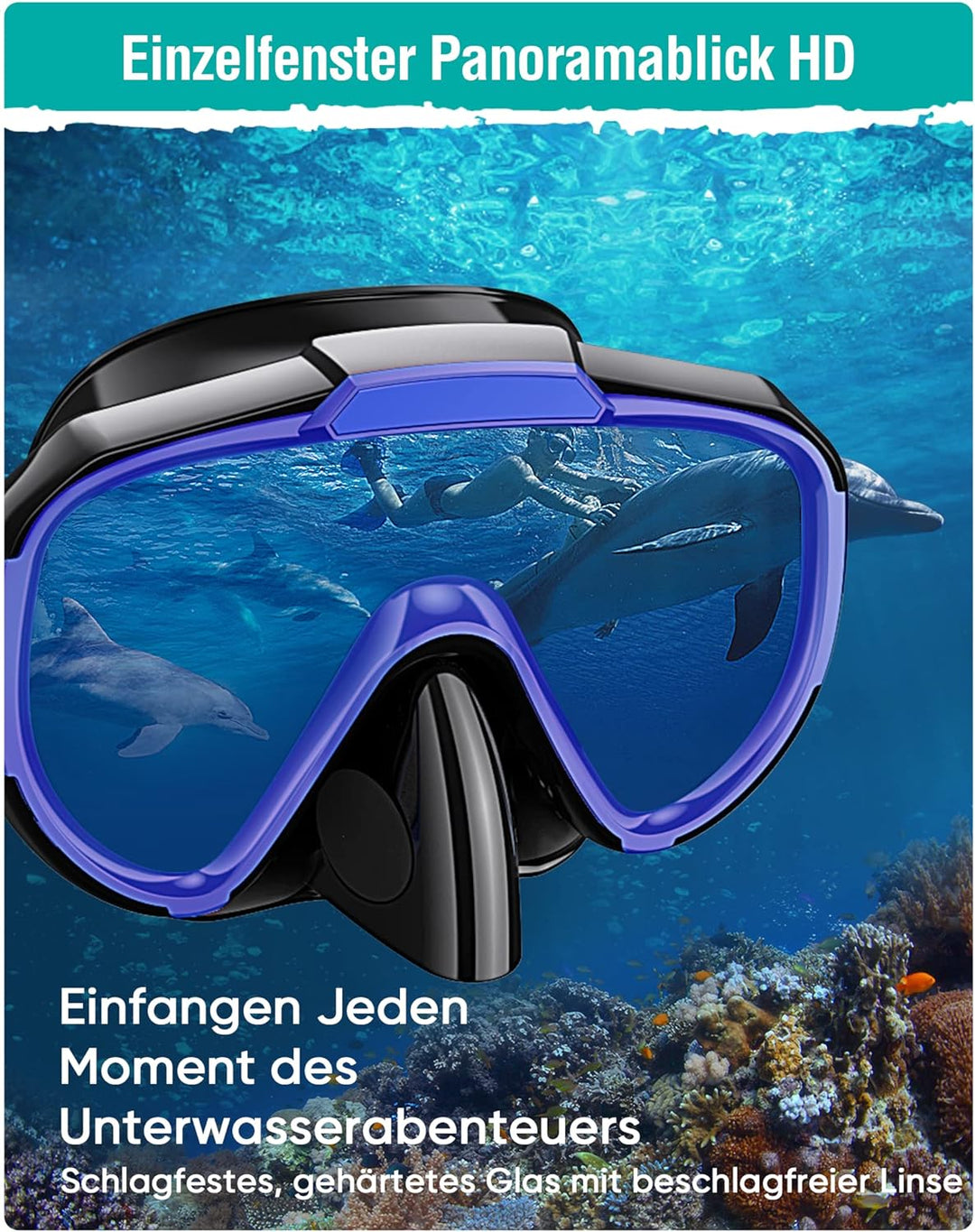 Lealinga Schnorchelset Erwachsene, Taucherbrille Schnorcheln Set mit Panorama-Weitblick Tauchmaske,
