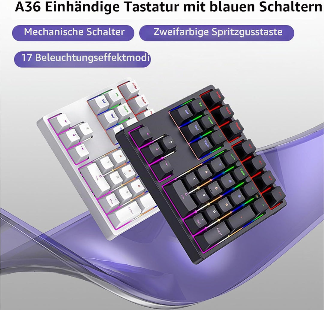 Zunate Mechanischer Nummernblock, 34 Tasten, Kabelgebundener USB-C-Ziffernblock, RGB-Hintergrundbele