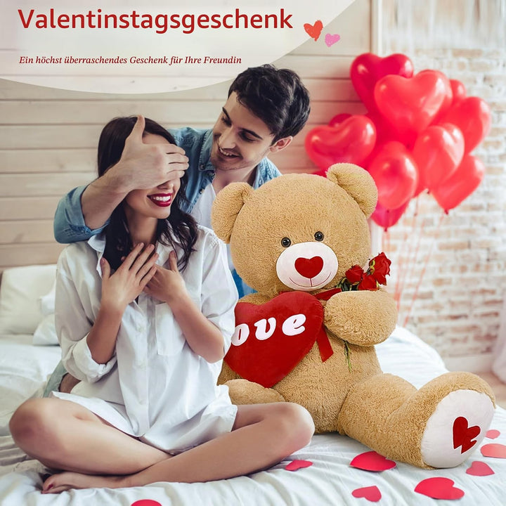 MorisMos 1.3m riesen teddybär, Hellbraun grosser teddybären Kuscheltier XXL teddys, Valentinstag dek