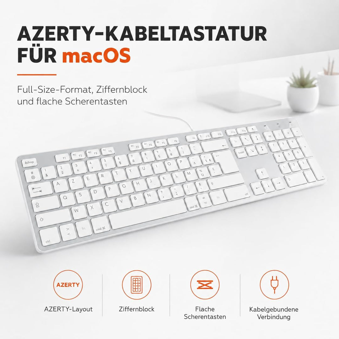Mobility Lab Design Touch USB Mac Tastatur AZERTY Weiss- Tastaturen (Verkabelt, USB, AZERTY, Weiss)