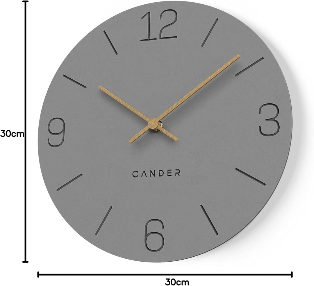 Cander Berlin MNU 2630 H Wanduhr MDF lautlos ohne Tickgeräusche 30 cm analog Wohnzimmer modern Vinta