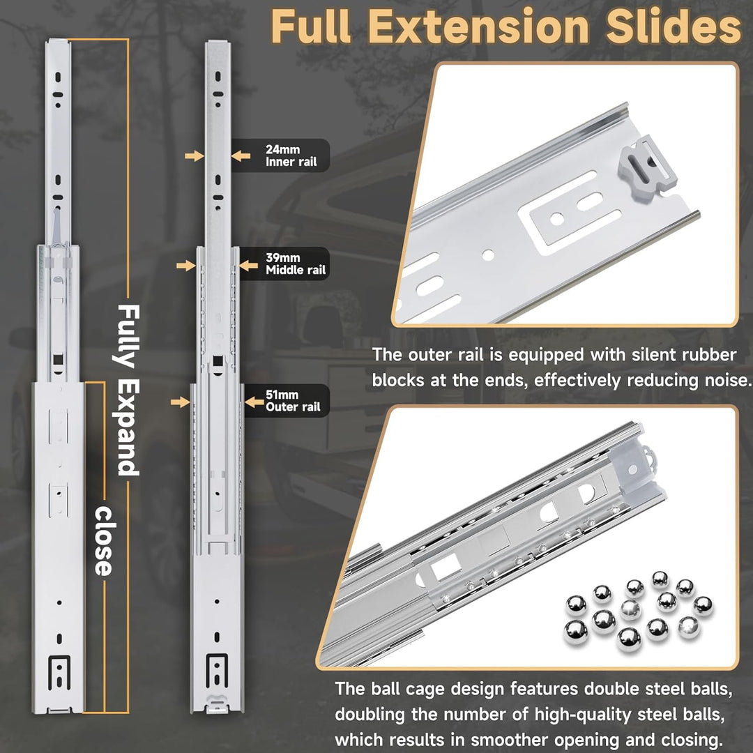 AOLISHENG Schwere Schubladenschienen Vollauszug 550 mm Kugellager schubladenführungen 60 kg Tragkraf