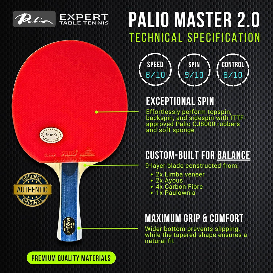 Expert Table Tennis Palio Master 2.0 Tischtennisschläger Mit Hülle