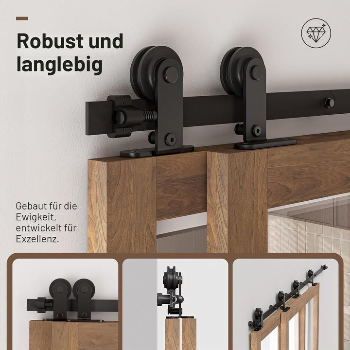 Schiebetürbeschlag Bypass Doppeltür 183cm Schiebetüren Schiebetürsystem Komplettset Laufschiene Roll