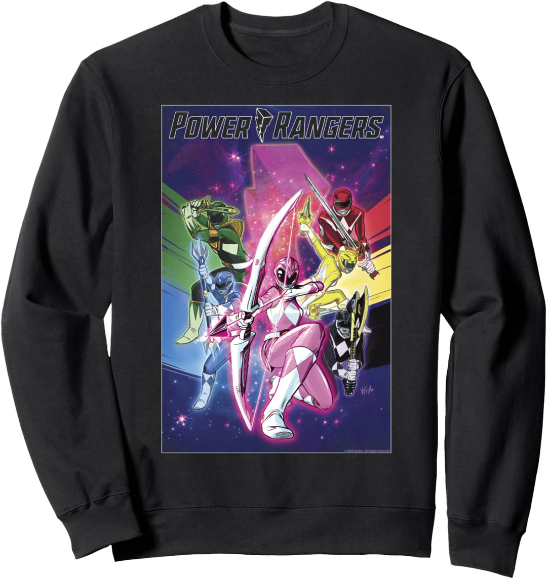 Power Rangers Rainbow Color Action Group Shot Poster Sweatshirt