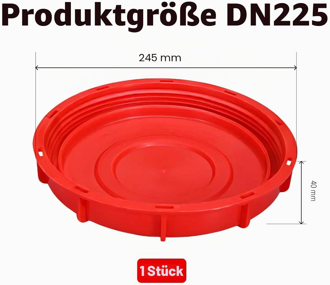 Tankdeckel, 1000 l, 245 mm, Deckel IBC DN225 DN 225, für Wassertank von 1000 l Aquarium, Fassventil,