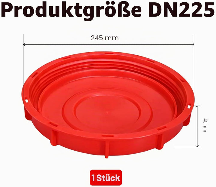 Tankdeckel, 1000 l, 245 mm, Deckel IBC DN225 DN 225, für Wassertank von 1000 l Aquarium, Fassventil,