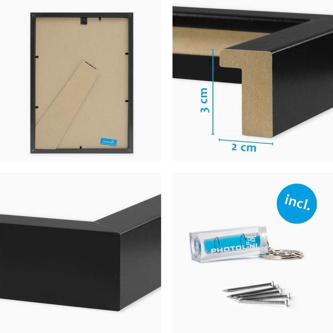 3D-Bilderrahmen zum Befüllen A4 21x30 cm, Schwarz, Bilderrahmen tief mit Passepartout, 2er Set Objek