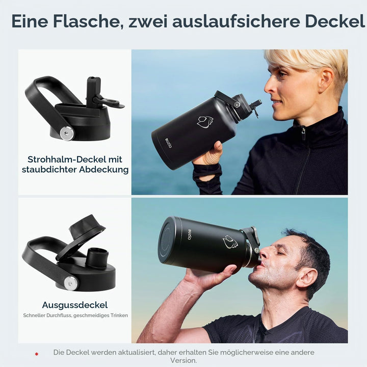Buzio vakuumisolierte Edelstahl-Wasserflasche, 2 liter (hält kalt für 48 Stunden), BPA-frei, doppelw