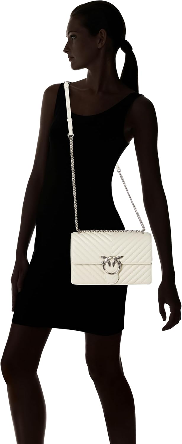Pinko Damen Love One Classic Sheep Napp Liebe EINEN KLASSISCHEN DC-SCHAFNAPP Z14o_bianco Seta-old Si