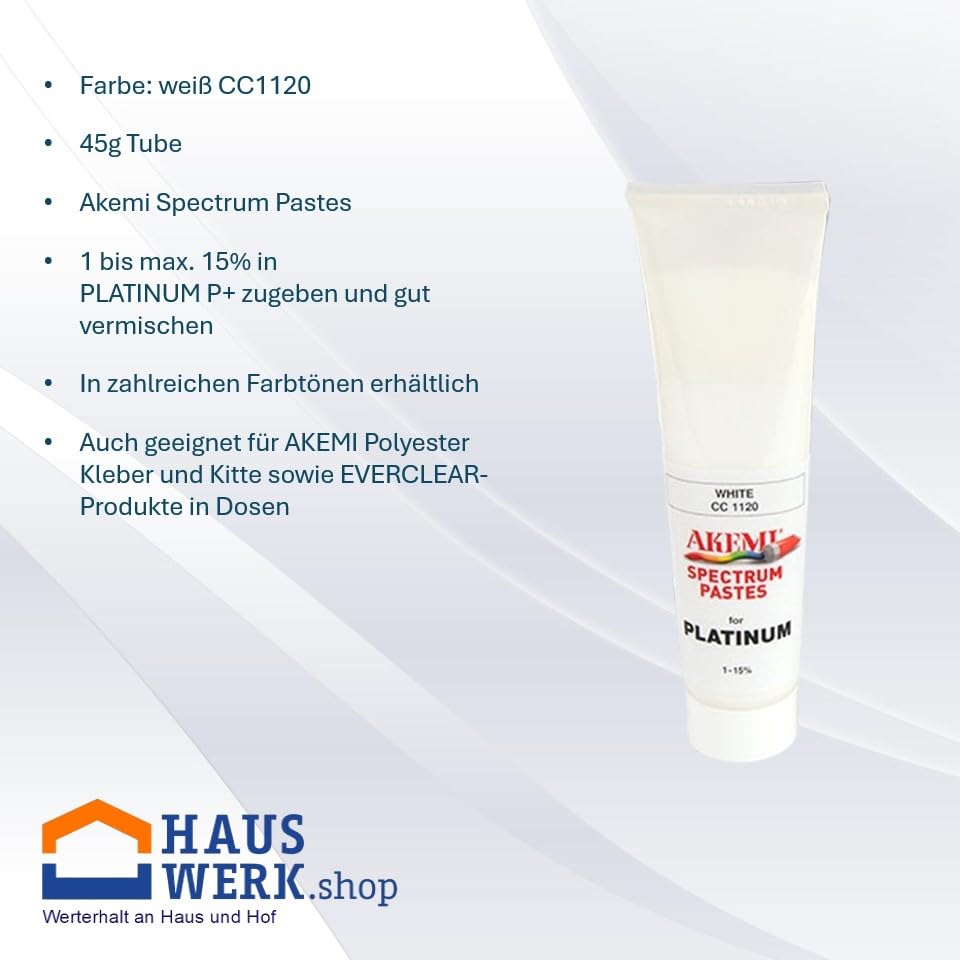 HAUSWERK.shop Set Akemi PLATINUM P+ L-Spezial / 170 g mit Farbpaste Platinum P+ CC 1120 weiss