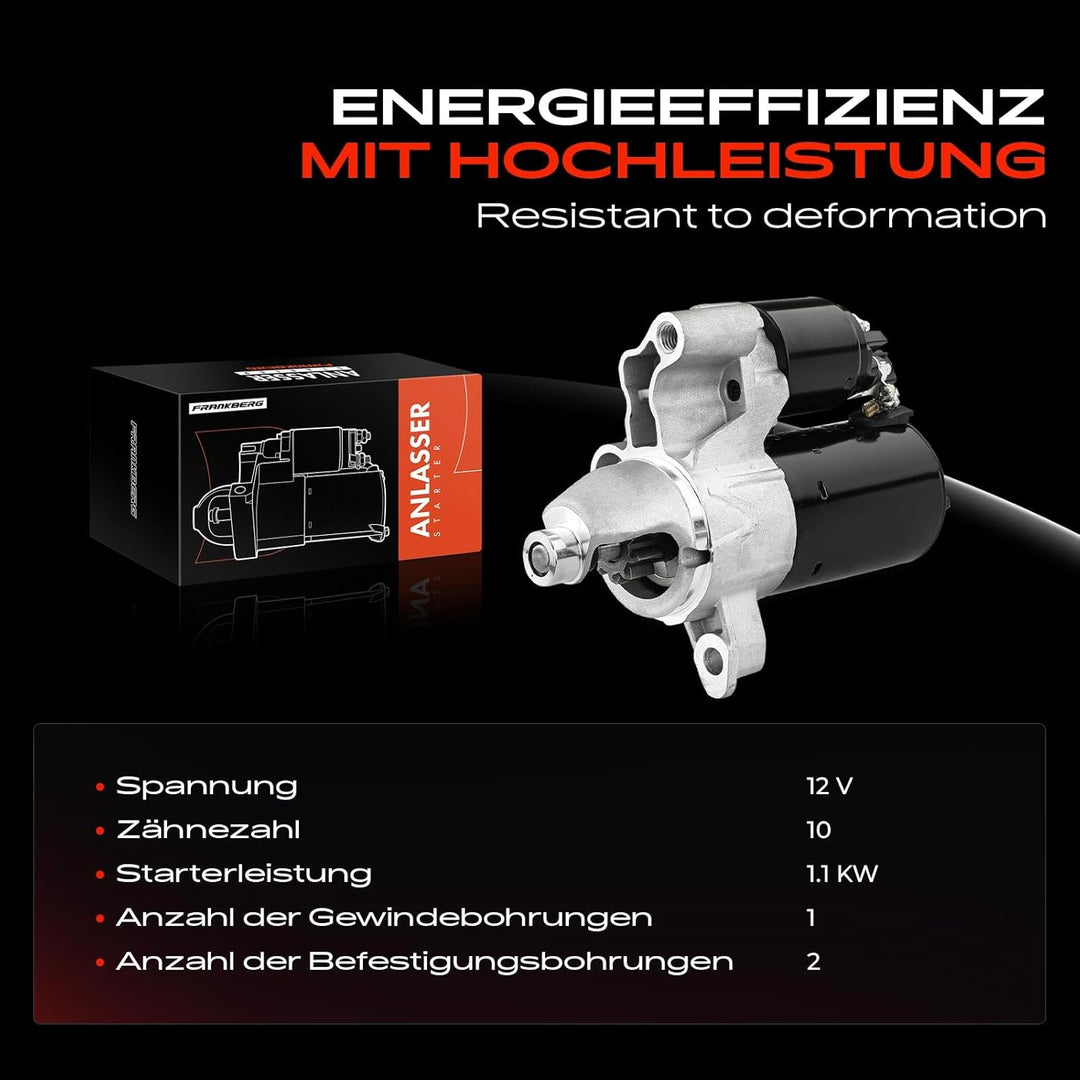 Frankberg Anlasser Starter 1,1KW Kompatibel mit A4 8K2 B8 1.8L 2.0L 2007-2015 A6 4G2 4GC 2.0L 2014-2