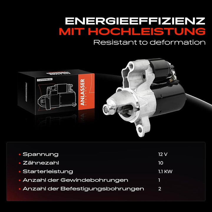 Frankberg Anlasser Starter 1,1KW Kompatibel mit A4 8K2 B8 1.8L 2.0L 2007-2015 A6 4G2 4GC 2.0L 2014-2