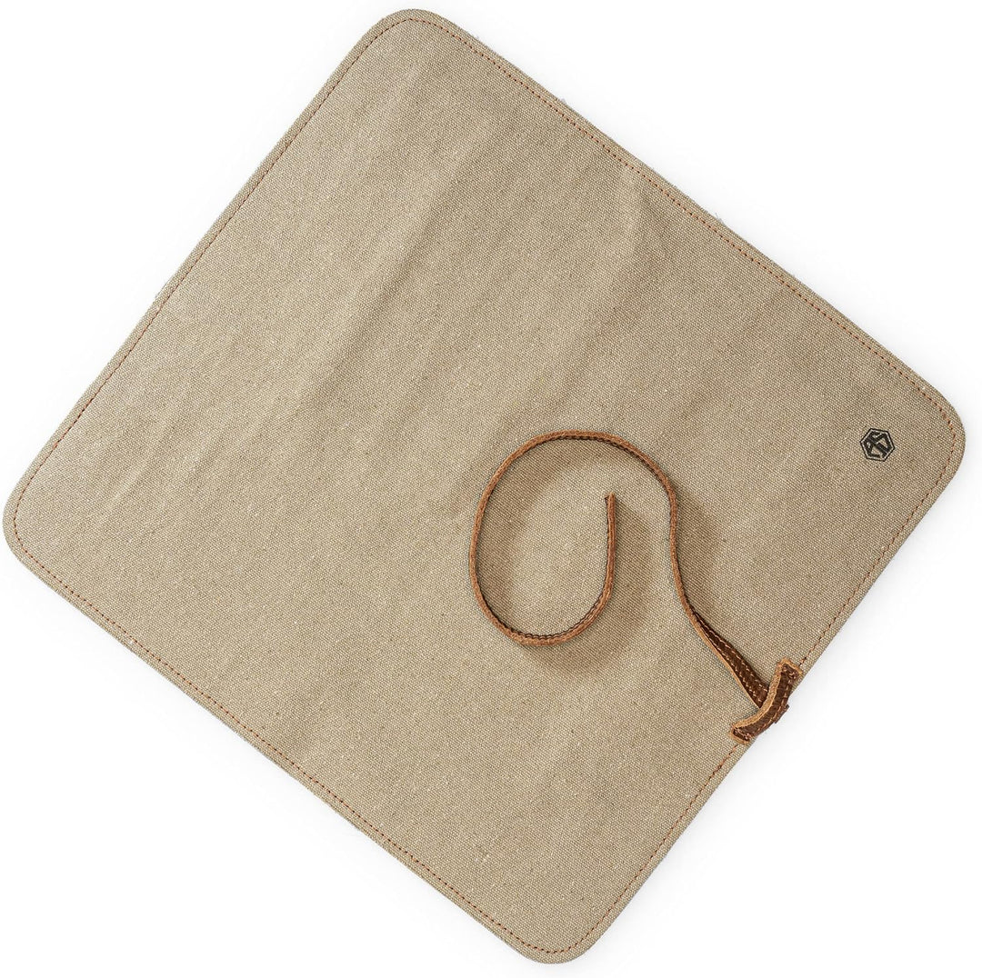 Angus Stoke Messertasche Kochmesser aus Canvas Tuch und Leder - Kochmesserrolle gross – Messer Tasch