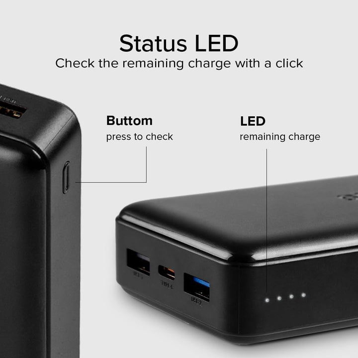 SBS Power Bank Ladegerät 20000 mAh, 1 x 10W USB-A Port und 1 x 5W, 1 x 10W USB-C, schlank, leicht, l