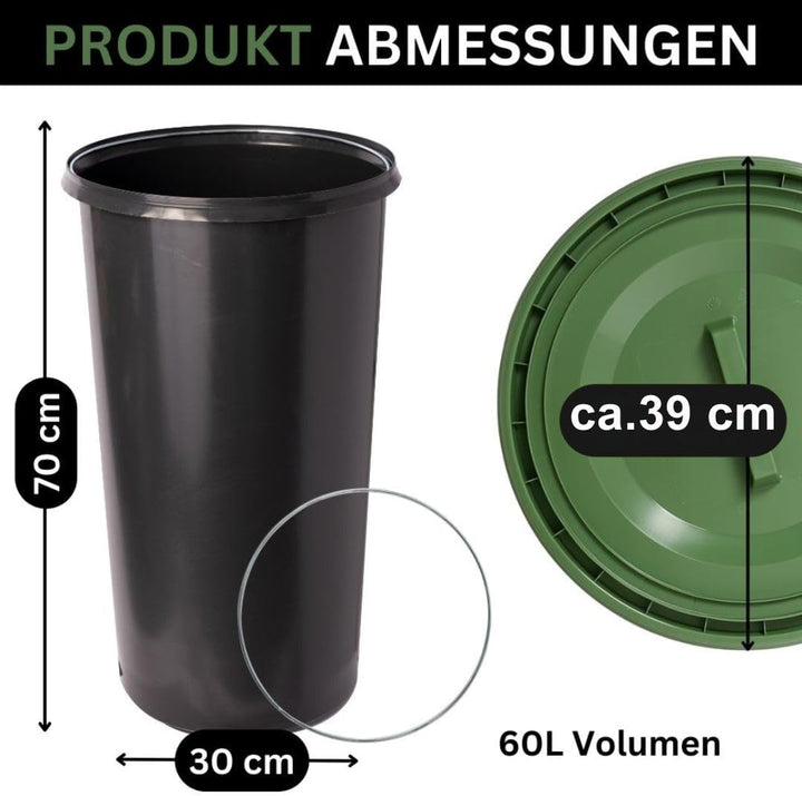 Topanbieter999 60 Liter Mülleimer Sack-Ständer Gelber Sack Eimer Müllsackständer mit grünem Deckel -
