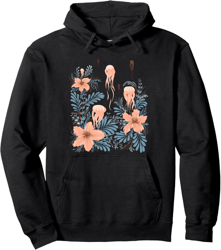 Ukrainische Vyshyvanka, niedliches Blumenmuster, Vintage-Stil, Qualle zum Tag der Erde Pullover Hood