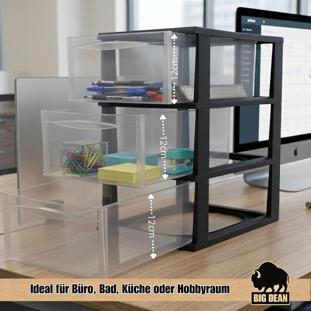 Grosse Schubladenbox A4 Schubladenschrank Schreibtisch Organizer Transparent mit extra hohen Schubla