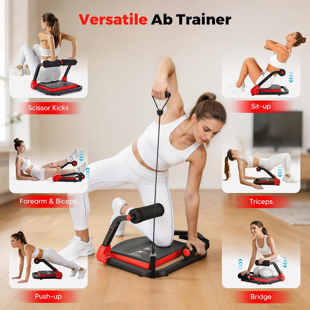 Bauchtrainer für Zuhause 4 Widerstandsstufen – Ganzkörper Core-Trainer für Zuhause, 150 kg belastbar
