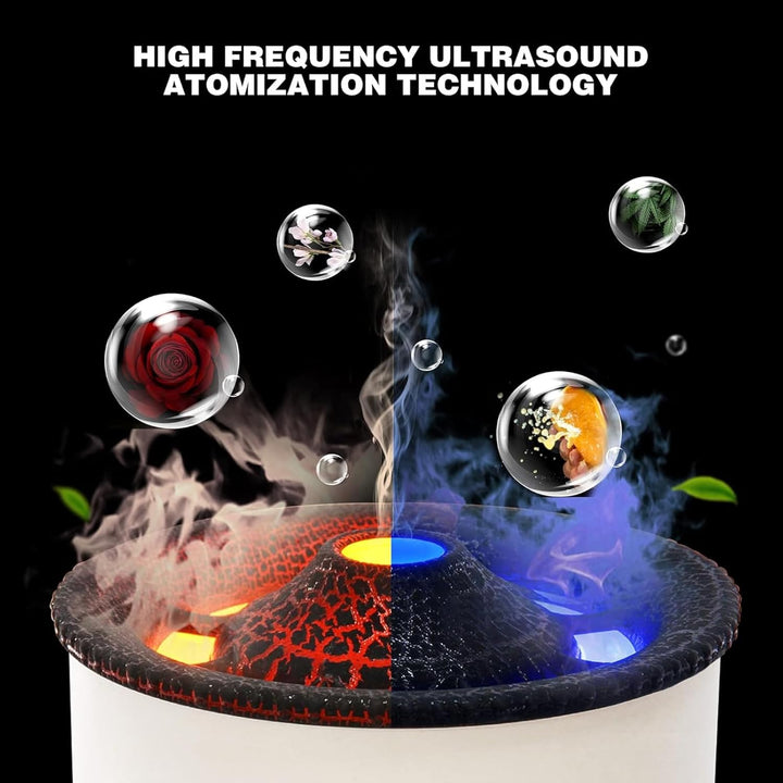 Vulkan-Luftbefeuchter Flammen Aroma Diffusor, 360ML Volcano-Diffuser Luftbefeuchter Schlafzimmer,Gro