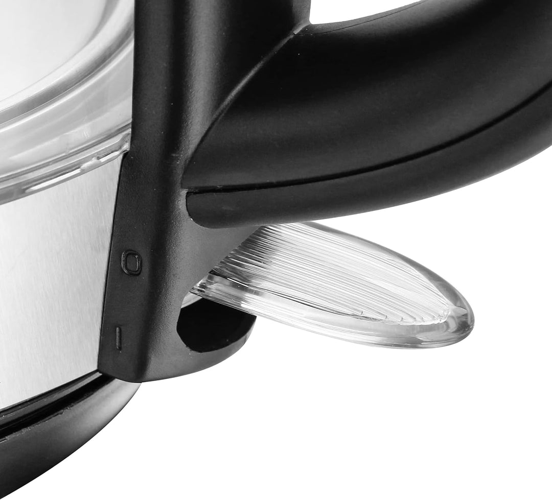 Emerio Glas Wasserkocher, 1.2 Liter, 2200 Watt, LED Innenbeleuchtung, 360° Basis, Borosilikatglas, B