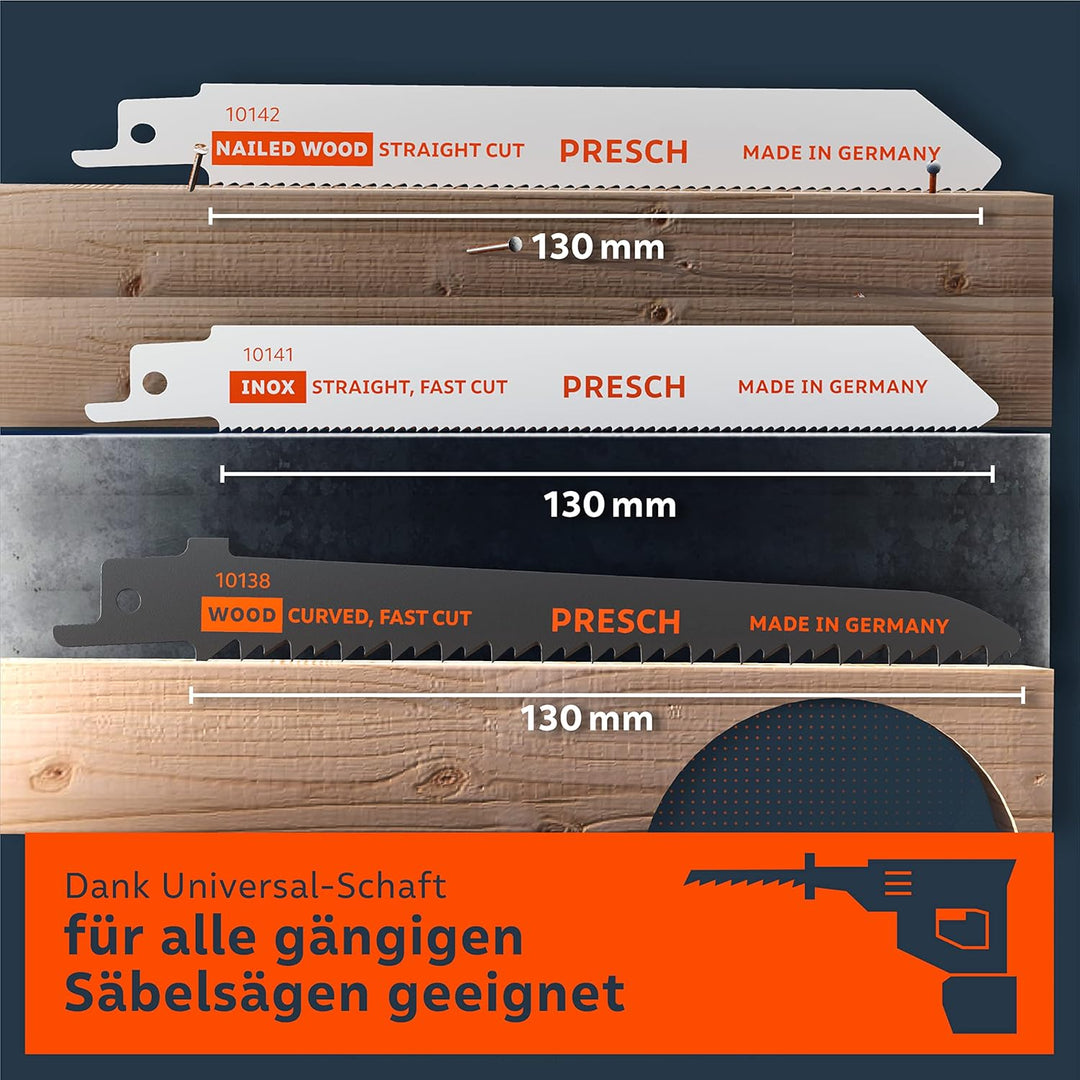 Presch Säbelsägeblätter Set Holz, Metall und Edelstahl 15 Stk. - Komplettes Säbelsägeblätter Set für