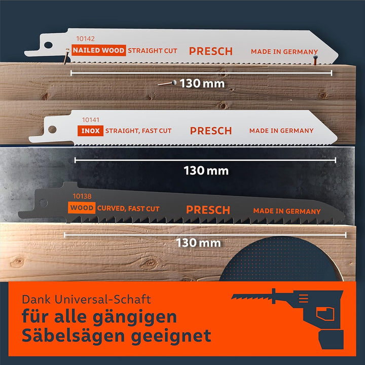 Presch Säbelsägeblätter Set Holz, Metall und Edelstahl 15 Stk. - Komplettes Säbelsägeblätter Set für