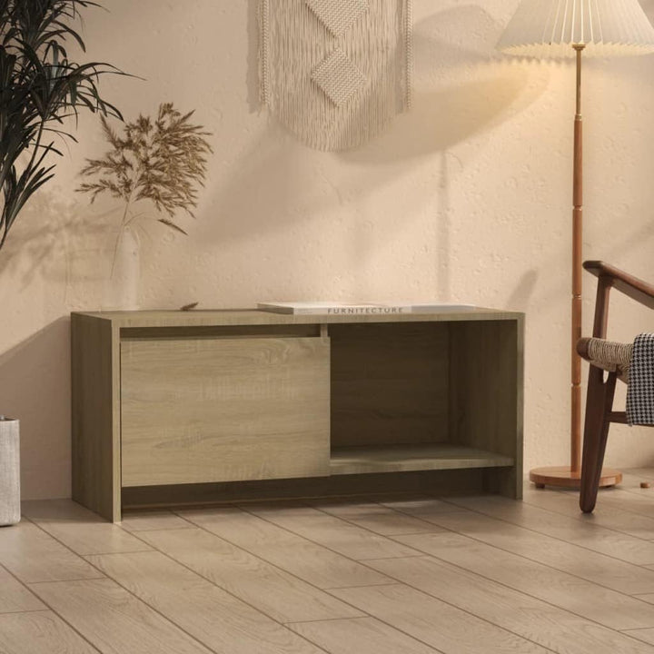 homiuse TV Board Sonoma-Eiche 90x35x40 cm Holzwerkstoff Fernsehschrank Fernsehtisch TV Lowboard TV K