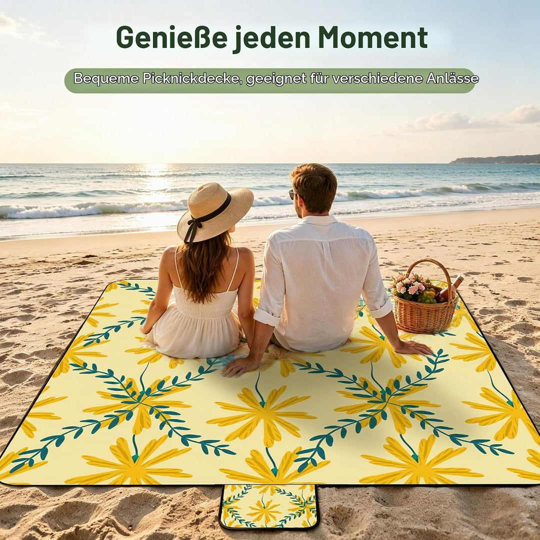Picknickdecke 200x200 cm, Extra grosse Picknickmatte Wasserdicht Strandmatte Maschinenwaschbar Picni