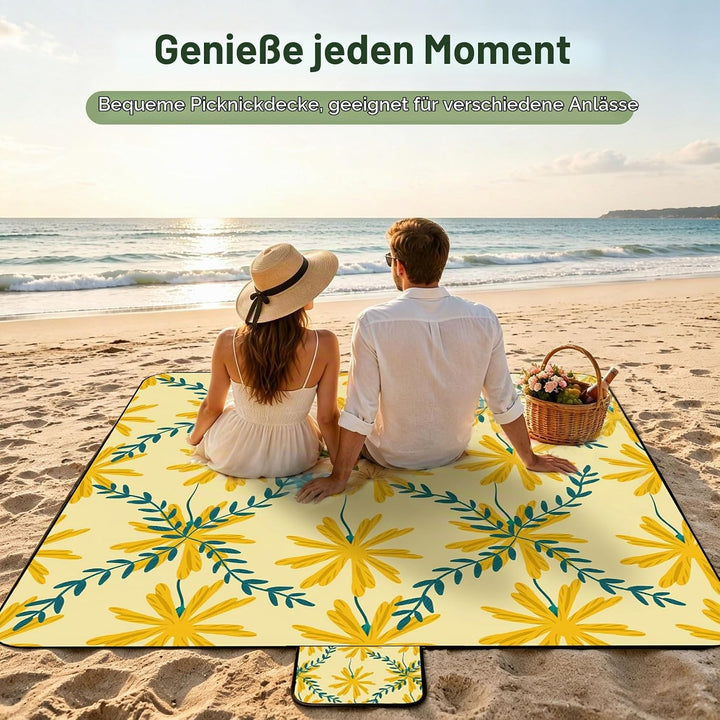 Picknickdecke 200x200 cm, Extra grosse Picknickmatte Wasserdicht Strandmatte Maschinenwaschbar Picni