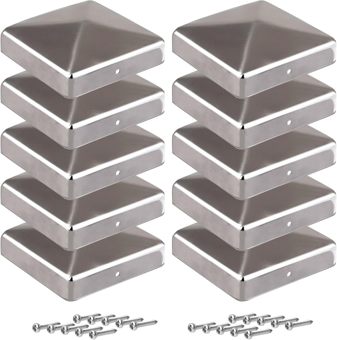 Pfostenkappen 8x8cm-10 Stück Pfostenabdeckung aus Metall, Pyramidenform Zaunpfosten Kappen für Holzp