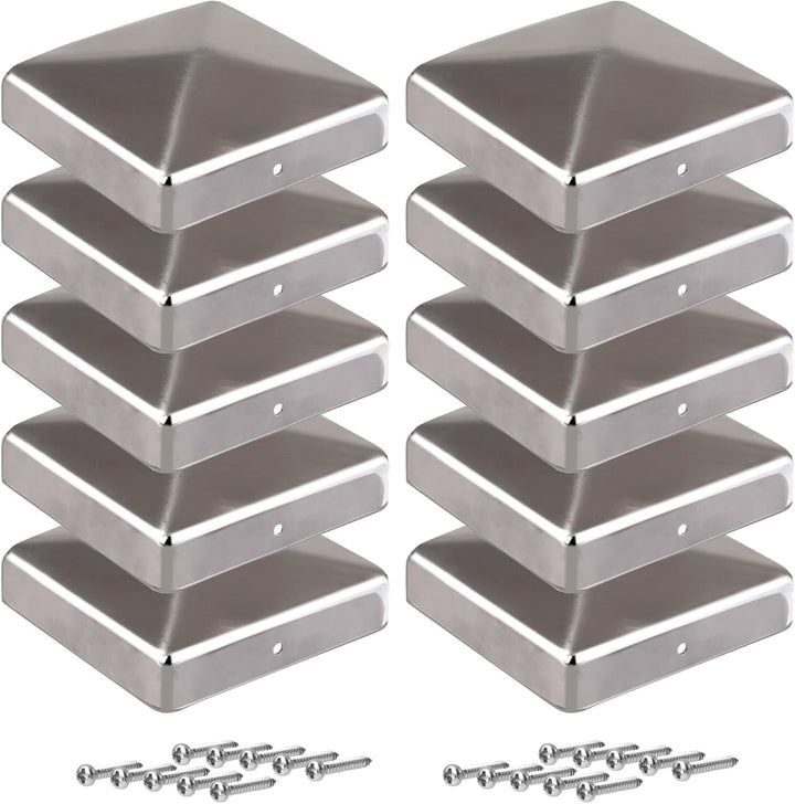 Pfostenkappen 8x8cm-10 Stück Pfostenabdeckung aus Metall, Pyramidenform Zaunpfosten Kappen für Holzp