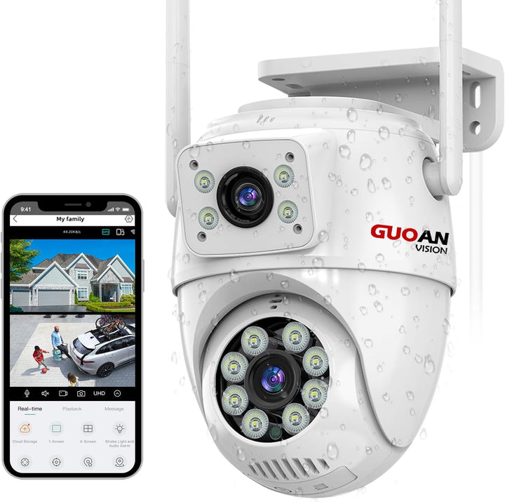 Überwachungskamera Aussen Doppellinse WLAN Kamera Überwachung Aussen Kabellos,IP66 Outdoor Sicherhei