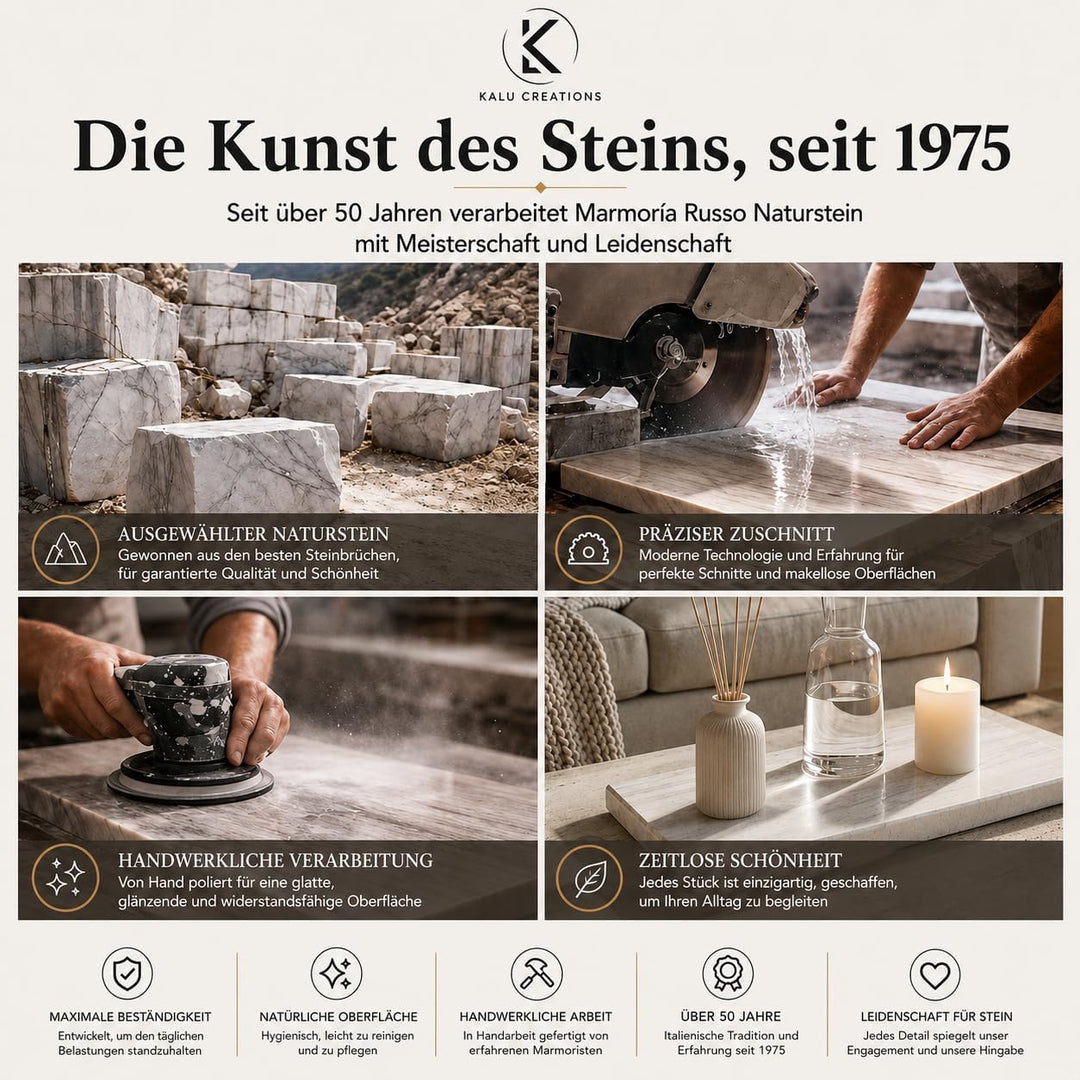 Marble Table – Schneidebrett aus weissem Marmor, 40 x 30 cm, elegant, glänzend, natürlich, ideal für