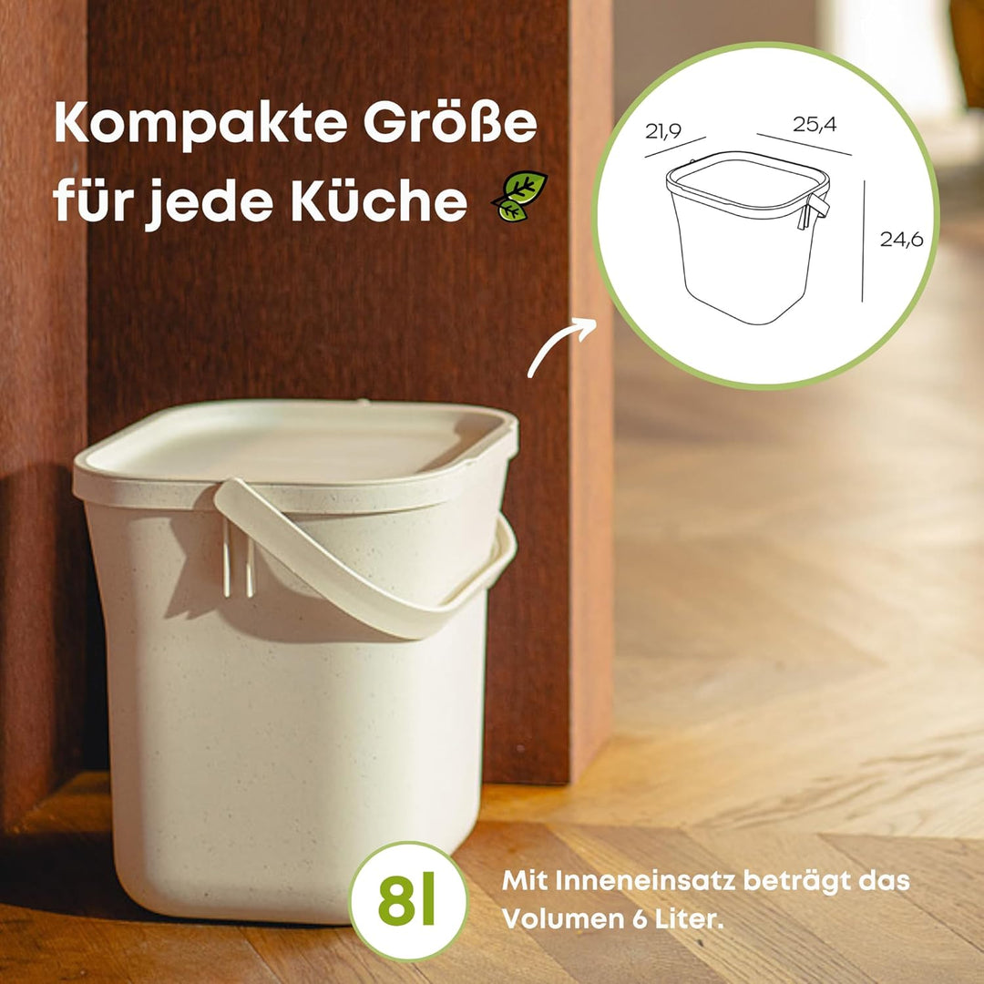 Urbalive Design Biomülleimer Küche 8L mit herausnehmbarem Sieb - Komposteimer Küche mit Deckel - Kle