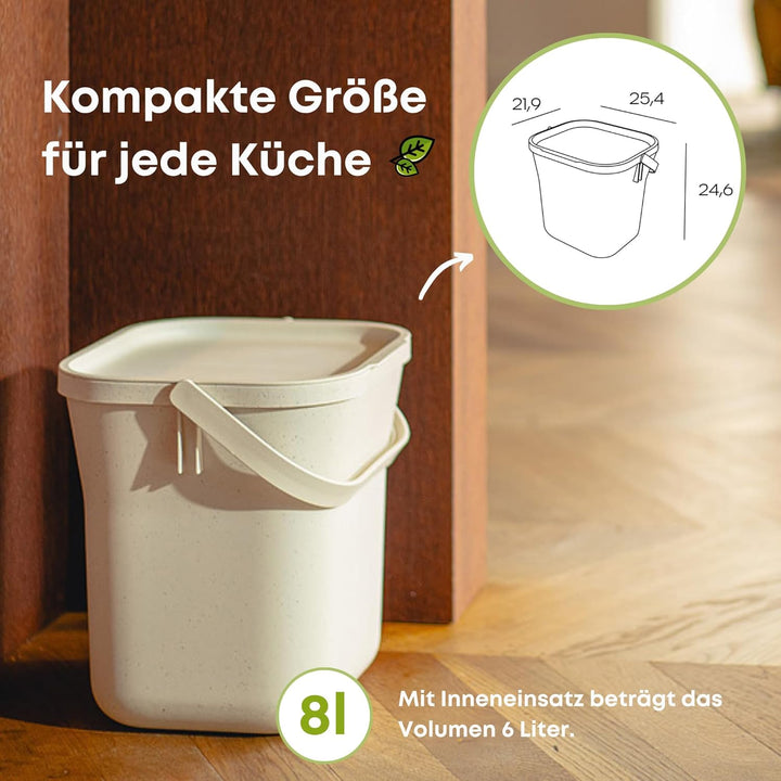 Urbalive Design Biomülleimer Küche 8L mit herausnehmbarem Sieb - Komposteimer Küche mit Deckel - Kle