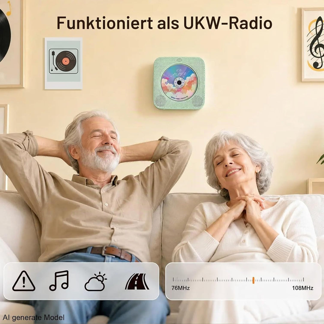 Gueray Desktop CD Player Bluetooth CD-Spieler mit Lautsprechern für Zuhause 1800mAh Tragbarer CD-Pla