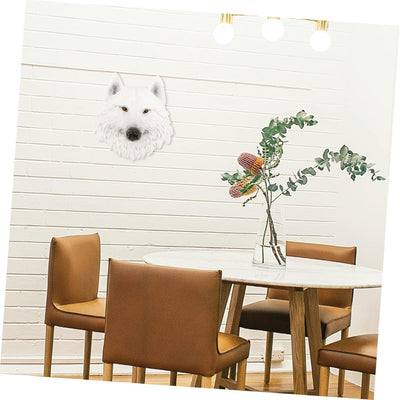 HOMSFOU 2st Weisser Wolfskopfschmuck Tierkopf Wandfigur Wandtafel Mit Wolfskopf Tierkopf Wanddekorat