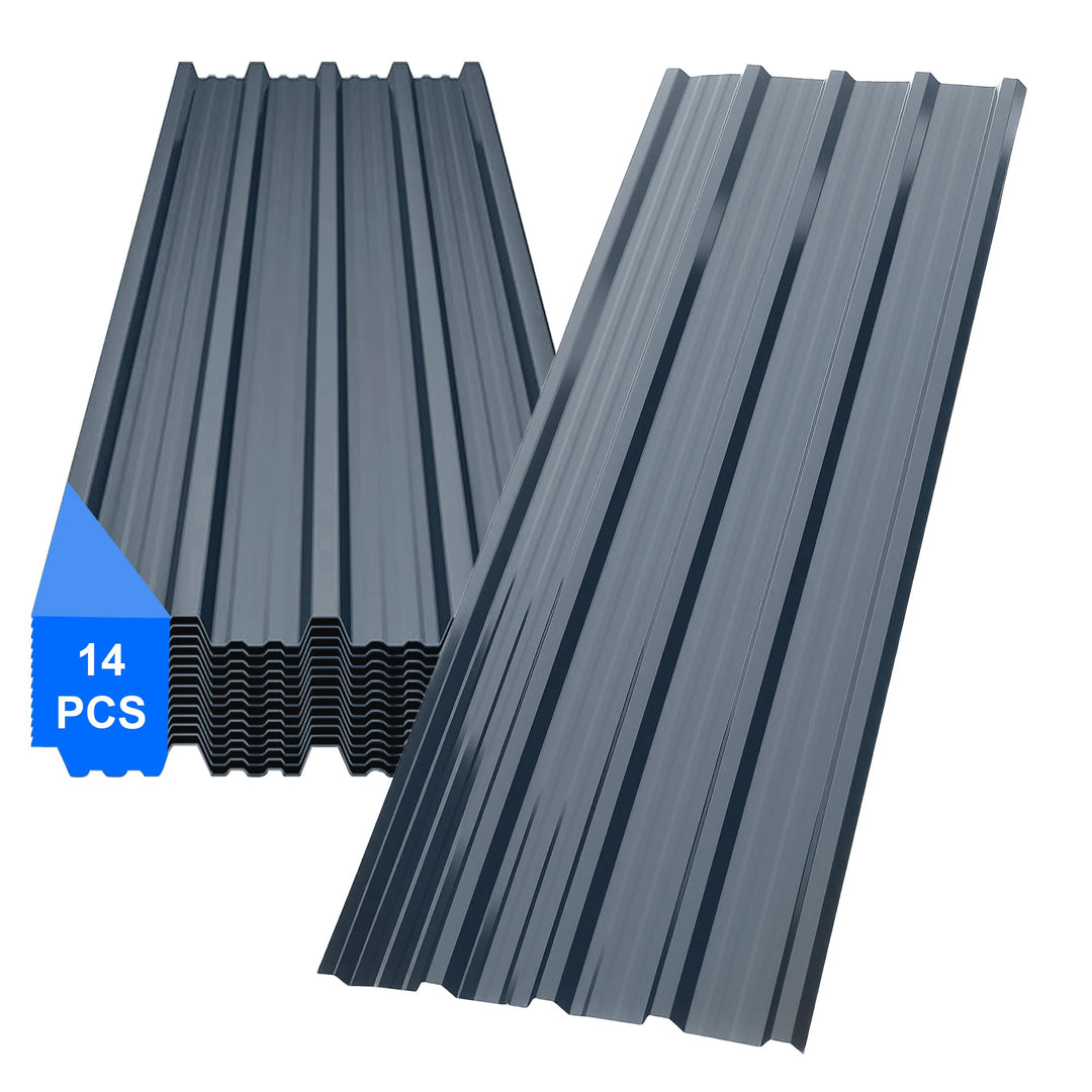 14er Set Trapezblech 110x46cm, 7m² verzinkt Profilblech Dachblech, Wellblech Platten für Dach, für d