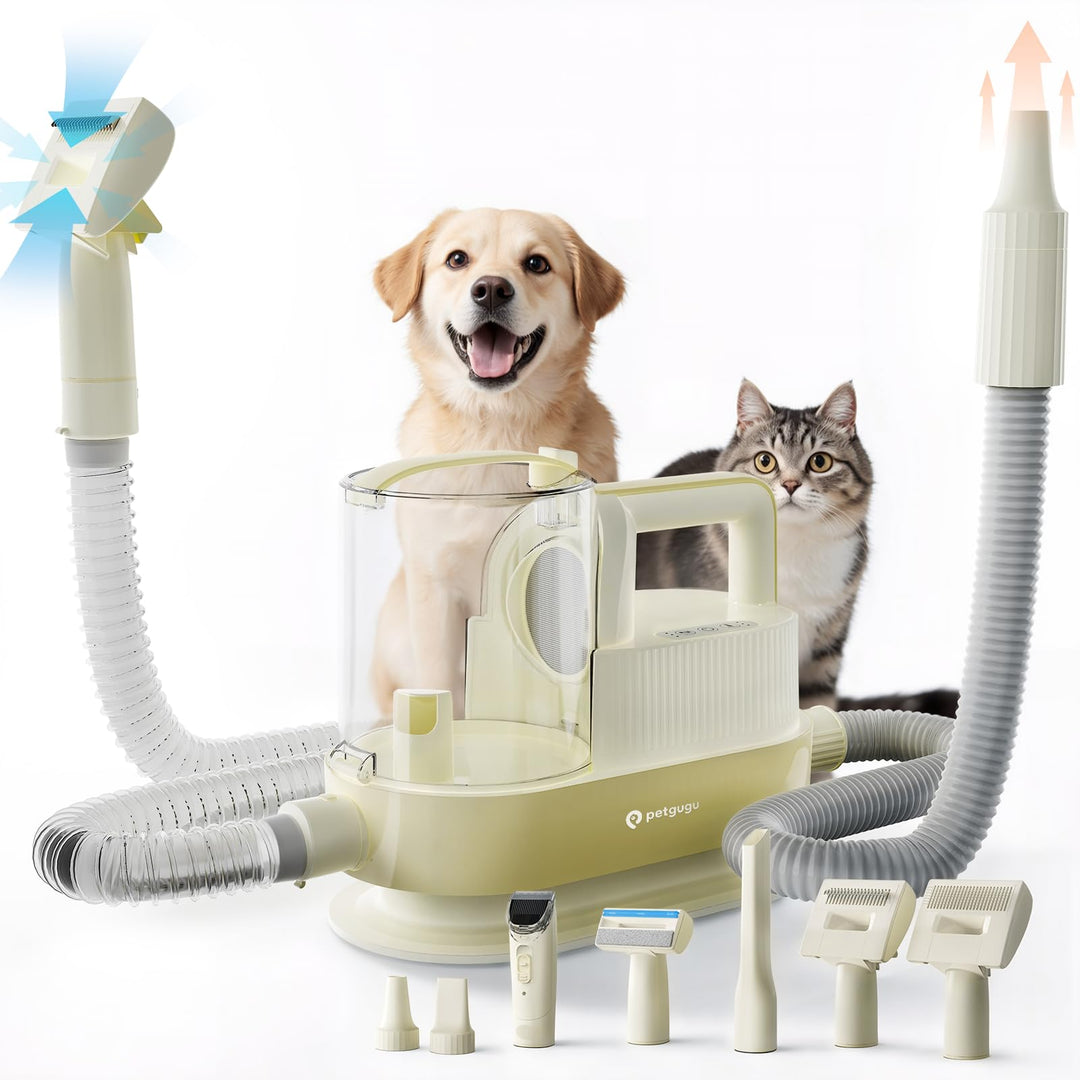 PETGUGU 7-in-1 Hundeschermaschine mit Staubsauger, Leise Fellpflegegerät für Hunde &amp; Katzen, Hundetr