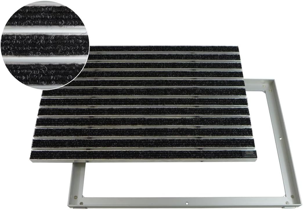 Emco Fussmatte eingelassen mit Rahmen 15 mm, Rips Anthrazit, Grösse:100x80cm, 100x80cm