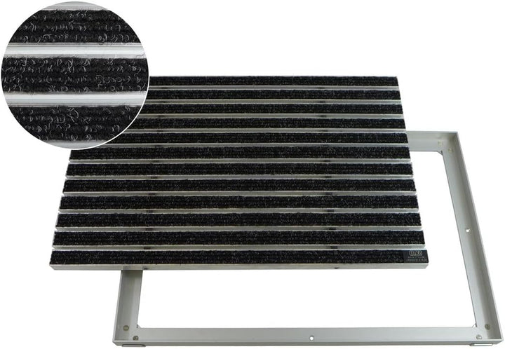 Emco Fussmatte eingelassen mit Rahmen 15 mm, Rips Anthrazit, Grösse:100x80cm, 100x80cm